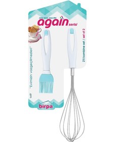 Resim Again Büyük Silikon Yumurta Fırçası &No 2 Çırpıcı Seti Beyaz 