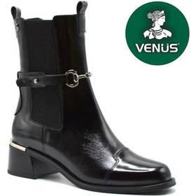 Resim Venüs Tugi Hakiki Deri Ortopedik Kadın Kısa Çizme Siyah-rugan 