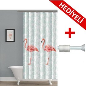 Resim Prado Flamingo Banyo Perdesi + Askı Hediyeli 123-200 cm 