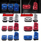 Resim 2/3 Adet Yüksek Kaliteli Kaymaz Araba Pedal Matları, Kırmızı Mavi Gümüş Alüminyum Alaşımlı Fren, Gaz Kelebeği Seti Otomatik Şanzıman ve Manuel Vitesli Araçlar, SUV'ler, ATV'ler için Dayanıklı Kaydırmaz Ayak Dinlenme Pedi 