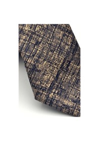 Resim Gaffy Lacivert Bej Kırcıl Desenli Gri Dokuma Kumaş Mendilli Slim Fit Kravat // Sdk-2610-3 Gri 