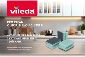Resim Vileda Pro Clean Aktif Enzimli Oluklu Sünger, 3’lü Paket 