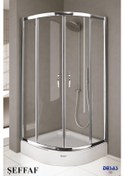 Resim Desaş Shower Teknesiz Oval Şeffaf Desensiz Cam Duşakabin 90 x 90 5 MM Gümüş 