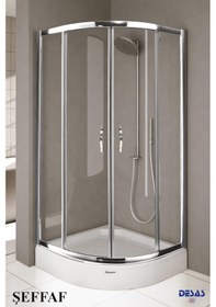 Resim Desaş Shower Teknesiz Oval Şeffaf Desensiz Cam Duşakabin 90 x 90 5 MM Gümüş 