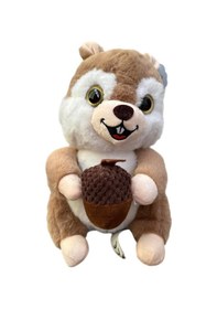 Resim Meşe Palamut Tutan Sevimli Kuyruklu Sincap 30 Cm Peluş Oyuncak Kahverengi 