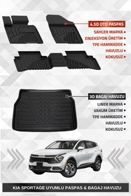 Resim Sahler Kia Sportage 2022+ Uyumlu 4.5D Premium Paspas ve Liner 3D Bagaj Havuzu (Cool-Elegance Paket) 