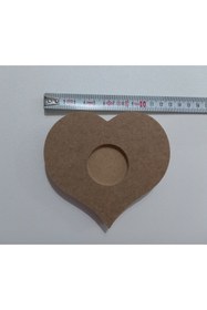 Resim Kırmızı Kozalak Ahşap boyama ürünü tealight kalpli 