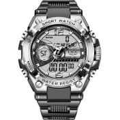 Resim Hanyang Gümüş Lıge Çift Diaplay Erkek Izle Moda 50 M Su Geçirmez Luminou Chronograph Tarih Açık Spor Saatler Adam Relogio Masculino (Yurt Dışından) 