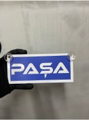 Resim Mavi Renk Üzeri Beyaz Renk Paşa Yazılı Vantuzlu Cam Süsü 