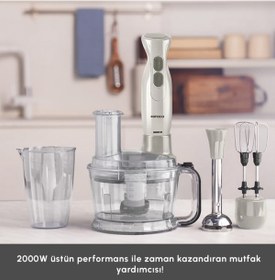 Resim Karaca 6 in 1 Çok Amaçlı Mutfak Robotu , 2000W Turbolu Güçlü Motor, 1,5LT Geniş Hazne Iconic Beige 