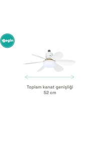 Resim Begin 50w 6 Kanatlı Tavan Vantilatör Led Işıklı Uzaktan Kumandalı 