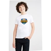 Resim Rumble Stars Futbol Guardian Baskılı Unisex Çocuk Beyaz T-Shirt 