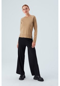 Resim Peraluna Vanessa Pullover Merino Yünlü Yanları Yırtmaçlı Ince Kadın Triko Kazak Camel Melanj-camel Camel 
