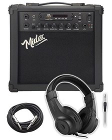 Resim Midex MGA-25BK-HD Şarjlı Elektro Gitar Amfisi 25 W USB Bluetooth Distortion Kulaklık ve Kablo 