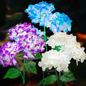Resim 1 adet Güneş Enerjili Hortensia LED Işık, Gerçekçi Yapay Bahçe Süsü, Yarı Gömme Çim Lambası ile Anahtar Kontrolü, Dış Mekan Avlusu, Veranda, Çim ve Yol için Uygun - İdeal Anneler Günü Hediyesi, Bahçe Süsü 