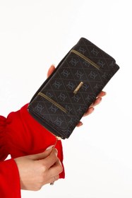 Resim Newish Polo Kadın Deri Desenli Telefon Kağıt Para Bölmeli Kartlık ve Cüzdan new214 - Siyah 