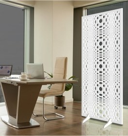 Resim Liar Dekor Liar Ahşap Seperatör (Paravan) - KSP-92 - (18 mm) - (85 cm x 210 cm) - (Beyaz) 