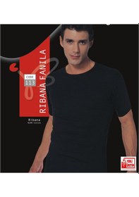 Resim Güneri Underwear Erkek Siyah Ribana Yarım Kol Atlet % 100 Pamuklu Fanila 3'lü Paket 113-3s Siyah 