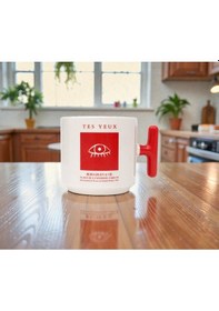 Resim Kırmızı Bakış Gözler & Dudaklar Seramik Kupa Beyaz - Çok Renkli 