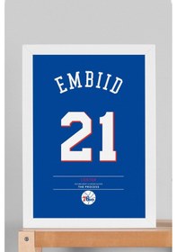 Resim Joel Embiid Forma Çerçeveli Tablo - Nba Philadelphia 76ers Jersey 