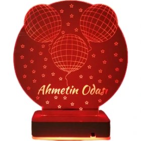 Resim Modiwa Design Çocuklara Özel Hediye 3 Balon Masaüstü 3D Dekoratif LED Lamba 
