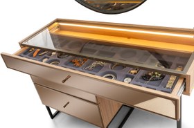 Resim Bronze Aynalı Puflu Makyaj Masası 