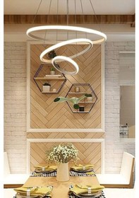 Resim Rings 3'lü Eskitme Renk Modern Tasarım - Yatak Odası-salon-çocuk Odası-mutfak Beyaz Led Sarkıt Avize Eskitme 