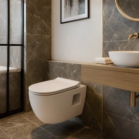 Resim Turavit Rondo Rita Beyaz Kanalsız Açık Montaj Asma Klozet RND5516, Nkp Grande Yavaş Kapak 