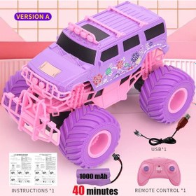 Resim Pembe Rc Araba Elektrikli Sürücü Off-road Büyük Tekerlek Yüksek Hızlı Mor 2.4g Version A2b 1704v 