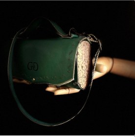 Resim Hakiki Deri, El Yapımı Bayan Çanta, Bayan Cüzdan Larissa V72 Yeşil 