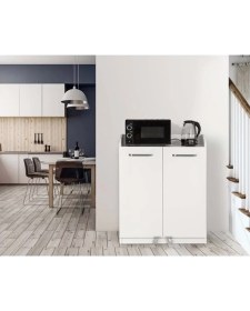 Resim Evistro Kiler Dolabı 2 Kapaklı Kısa 90 Derece Açılır Kapak Çok Amaçlı Mutfak Dolabı Beyaz 