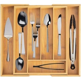 Resim Balsa Bambu Çekmece İçi Kaşıklık Açılabilir 1 Adet Bambu Malzeme ile Şık Düzenleme 