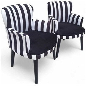 Resim Ofis Büro Koltuğu Ofis Bekleme Koltuğu Siyah Beyaz Balkon Koltuğu Çay Seti Koltuğu -2 Tekli Berjer Siyah Beyaz 