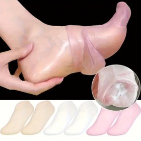 Resim 2 adet Silikon Jel Nemlendirici Ayak Çorapları Kuru Çatlamış Ayaklar için - Derin Nemlendirme ve Kallus Masajı, Kolay Kayma Tasarımı, Beyaz ve Pembe, Pedikür ve Ayak Bakımı için Mükemmel, Cilt Bakımı Düzeni Geliştirici | Şık Ayakkabılar | Silikon Jel Çoraplar, Ayak Banyo Çorapları 
