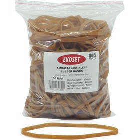 Resim Ekoset 150X5Mm Geniş Kauçuk Paket Ambalaj Kasa Lastiği 100 Adet 