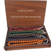 Resim İsmli Kutusunda 4 Adet Sıkma Kehribar Efsane Renkler Tesbih Set 