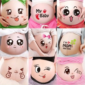 Resim 9 Adet Komik & Sevimli Hamilelik Göbek Stickerları - Duşlar İçin İfadeci Hamilelik Çıkartmaları, Oynak Yüzlerle Sevimli Bump Stickerları, "MY" & "I'M HUNGRY" Tasarımları, Karışık Renkler, Bekleyen Anneler İçin Mükemmel 