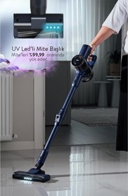 Resim Bldc Motorlu Dikey Kablosuz Şarjlı Led Aydınlatmalı Süpürge Svc-8620 - (UV LED'Lİ Mite Başlık) 