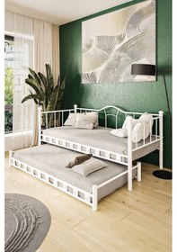 Resim Argimo Kamelya Yavrulu Daybed Sedir Beyaz Karyola 90x190 