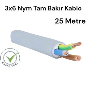 Resim Kablo Türk 3x6 Nym Tam Bakır 25 Metre 
