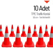 Resim İleri Trafik 10'lu TPE Trafik Konisi Seti 50 cm Tek Reflektifli Trafik Dubası 