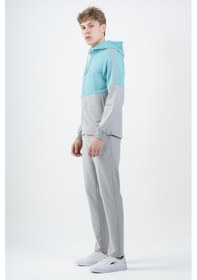 Resim Maraton Sportswear Comfort Erkek Kapşonlu Dar Paça Reglan Kol Basic Turkuaz Eşofman Takımı 22309-turkuaz Turkuaz 