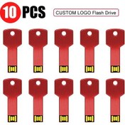 Resim 10 Adet/grup Kişiselleştirilmiş Logo Usb 2.0 Anahtar Şekli Metal Bellek U Sopa Red 2.0 512m Diğer 