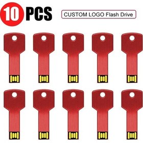 Resim 10 Adet/grup Kişiselleştirilmiş Logo Usb 2.0 Anahtar Şekli Metal Bellek U Sopa Red 2.0 512m Diğer 