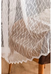 Resim Örme Şarmaşık Desenli Tül Perde Çoçuk Odası Ve Mutfak Perdesi Sık Pile En X Boy Kırık Beyaz 