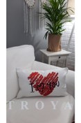 Resim TROYA Sevgililer Günü Desenli Berjer Yastık Kırlent Kılıfı Pillow 