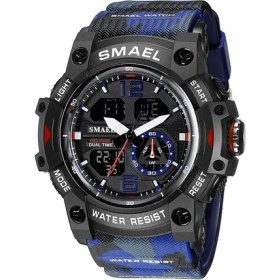 Resim Hanyang Camo Mavi Smael Spor Dijital Saatler Erkekler Için Ordu Kamuflaj Yüzme Kol Saati Çalar Saat Takvim LED Arka Işık Çift Zamanlı Izle 8007 (Yurt Dışından) 