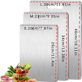 Resim Premium Titanyum Kaplamalı Paslanmaz Çelik Kesme Tahtası - Çift Taraflı, Gıda Sınıfı, Et, Meyve & Sebzeler için Saplı 