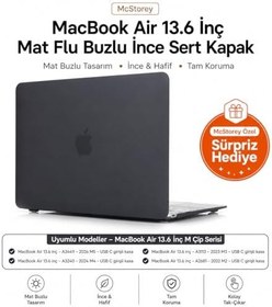 Resim McStorey MacBook Air 13.6 İnç Kılıf A2681 A3113 A3240 A3449 M2 M3 M4 M5 Uyumlu Mat Buzlu Şeffaf Sert Kapak İnce Hard Case Siyah 