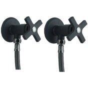 Resim Fkn İkili Spiralli Köşegen Siyah Taharet Musluk (2 Musluk + 2 Spiral) Siyah 